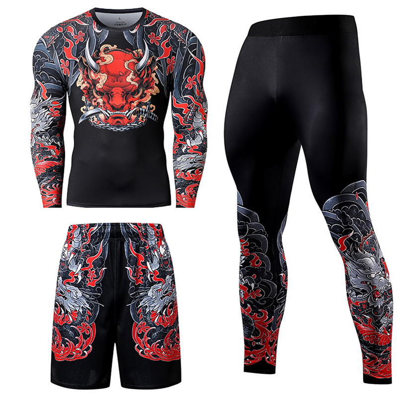 2/3PCS Men Jiu jitsu Tracksuit - مراجعة Compression Long Pant وسعره
