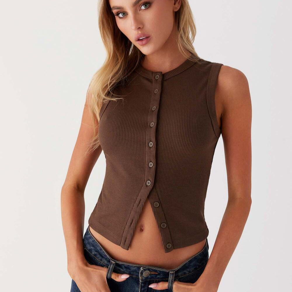 Ribbed Tank Button Crop Top Y2 - مراجعة Tank Top Ribbed وسعره