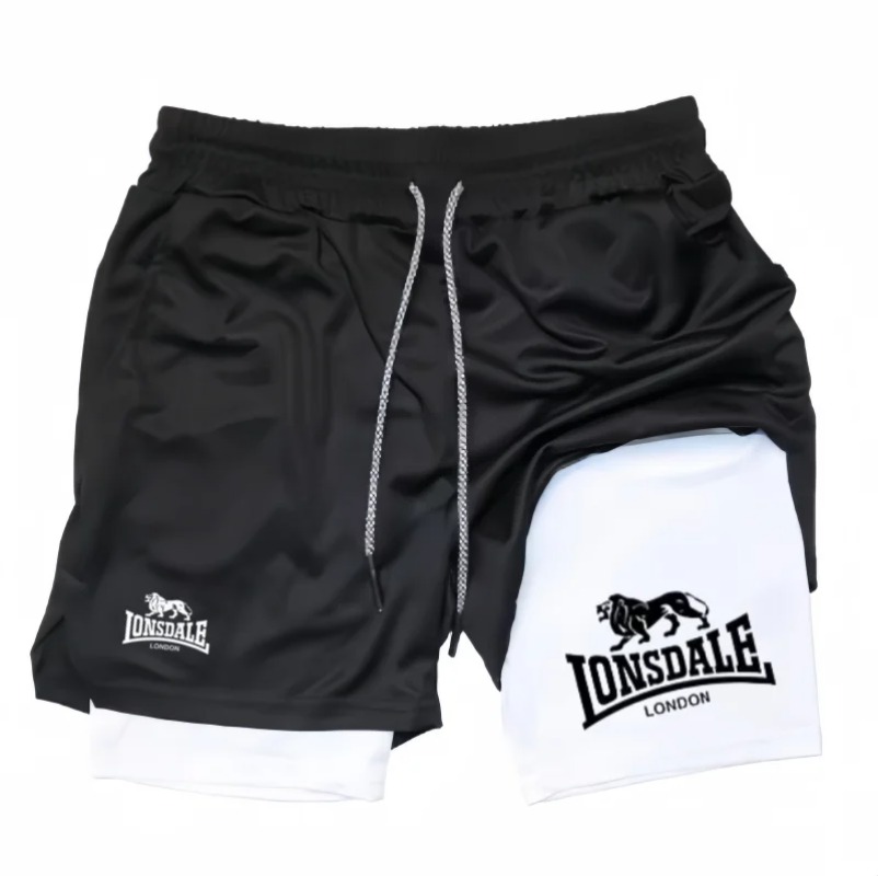 2in1 Running Shorts for Men Gy - مراجعة Compression Shorts Athletes وسعره