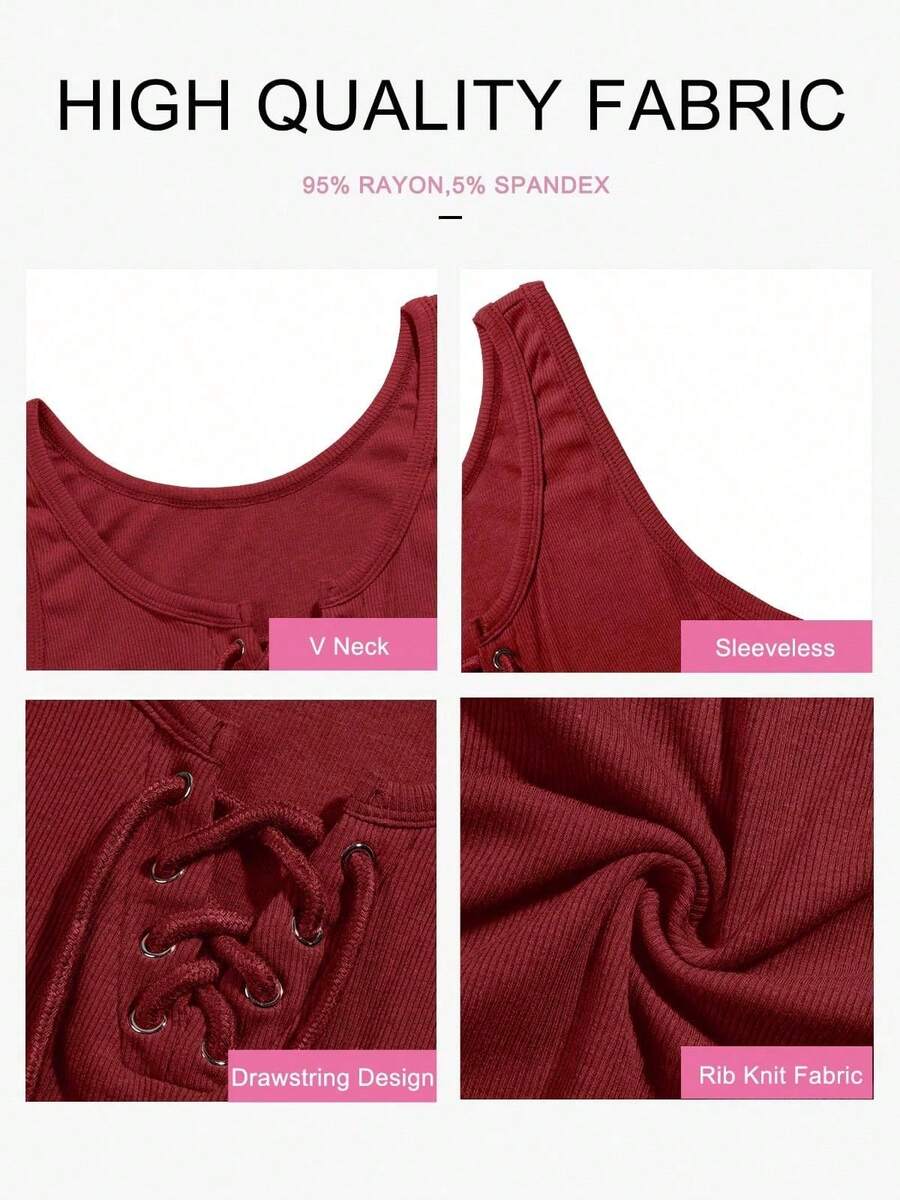 Womens V-Neck Sleeveless Ribbe - مراجعة Tank Top Ribbed وسعره