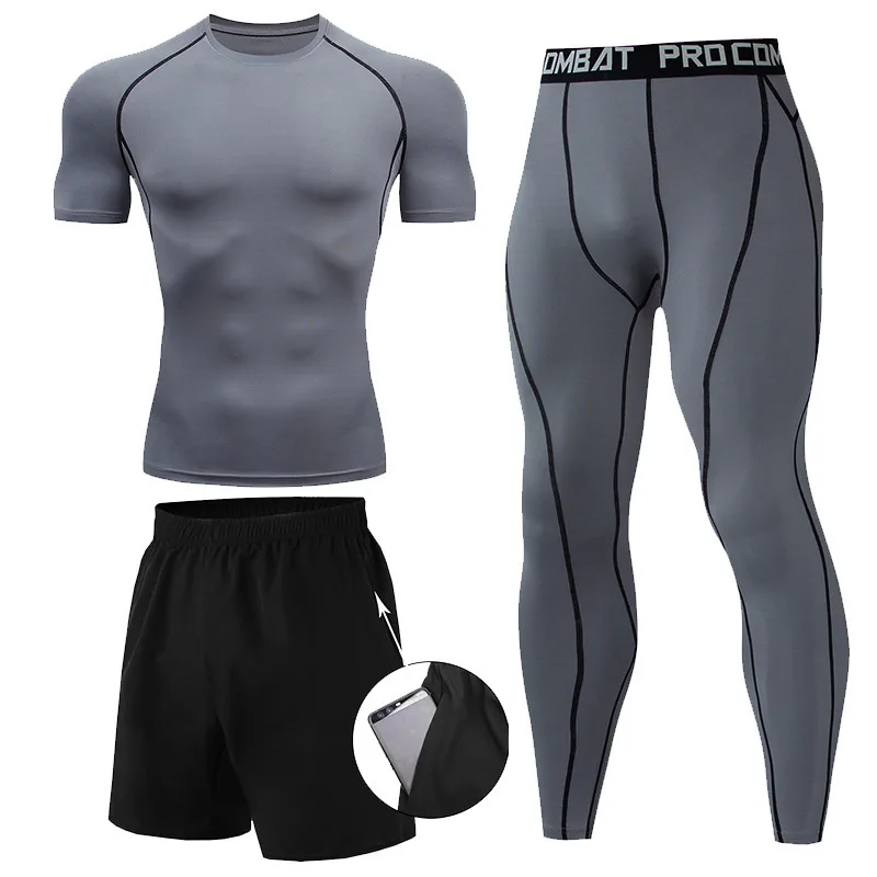 3 Pieces Fitness Suits Athleti - مراجعة Compression Shorts Athletes وسعره