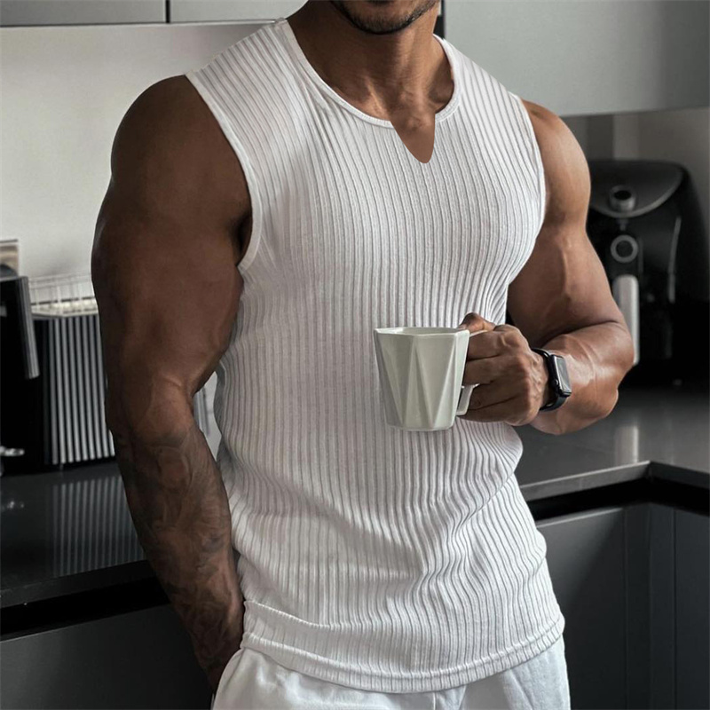 2024 Summer new men V-neck Ves - مراجعة Undershirt Crew Neck وسعره