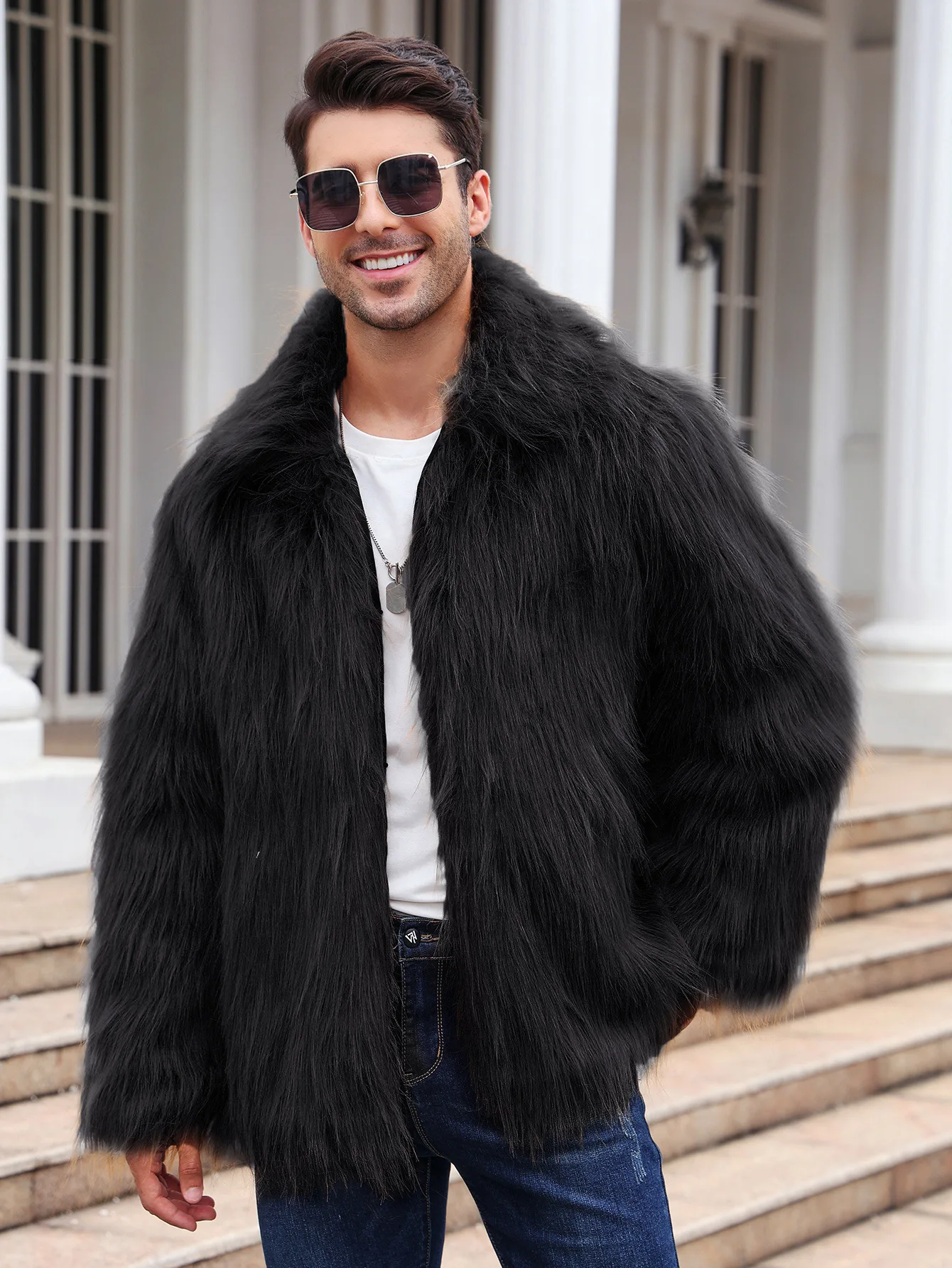 Men Faux Fox Fur Jacket Coat W - مراجعة Thermal Long John وسعره