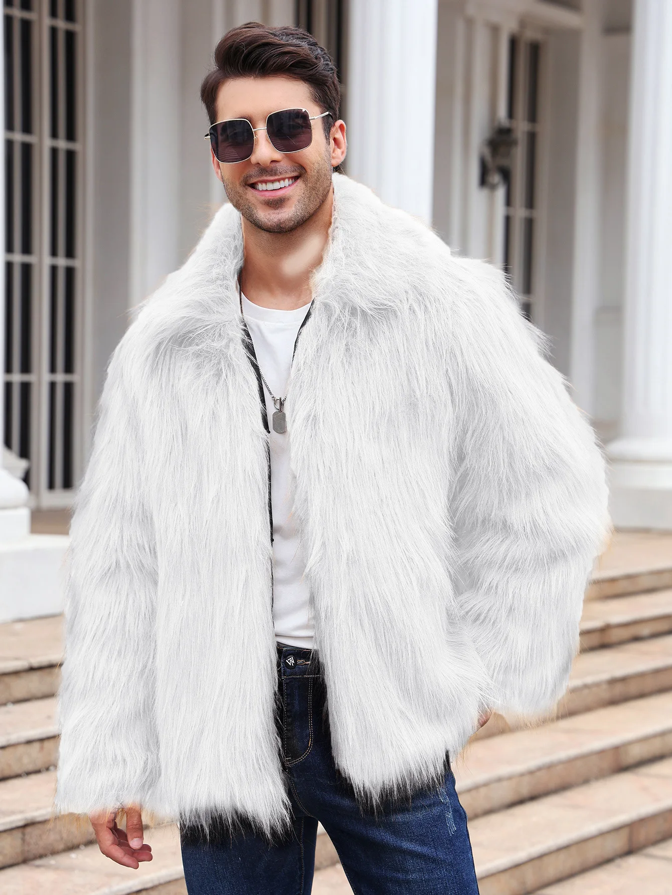 Men Faux Fox Fur Jacket Coat W - مراجعة Thermal Long John وسعره