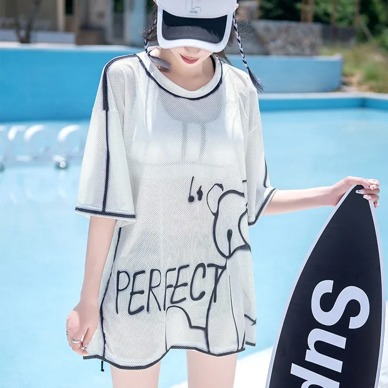 Swimsuit Women Split 3 Piece S - مراجعة Mesh Sport Boxer وسعره