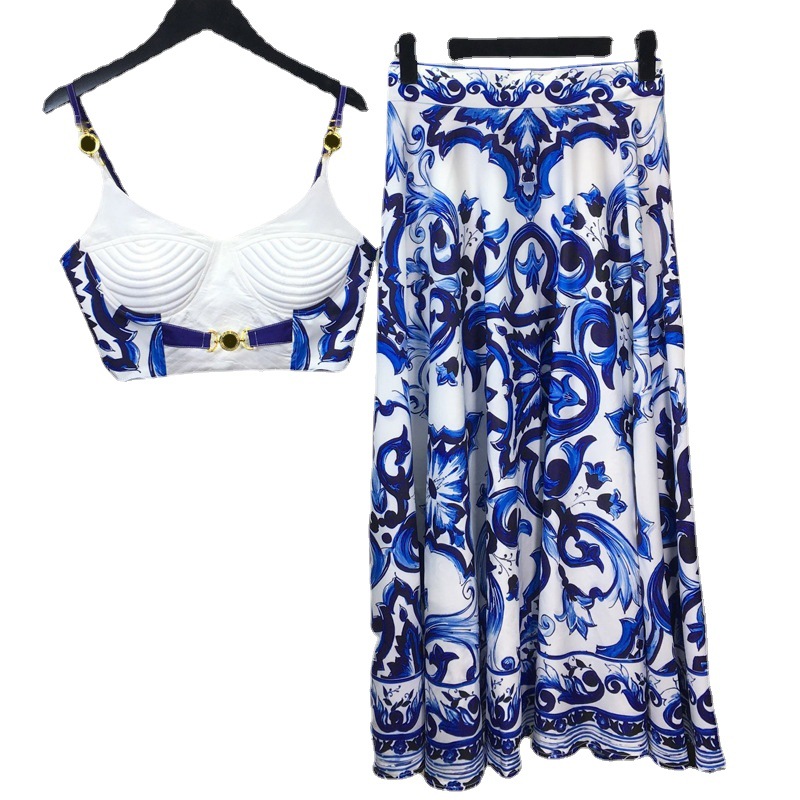 Summer Bohemain Blue And White - مراجعة Suspender Tank Top وسعره