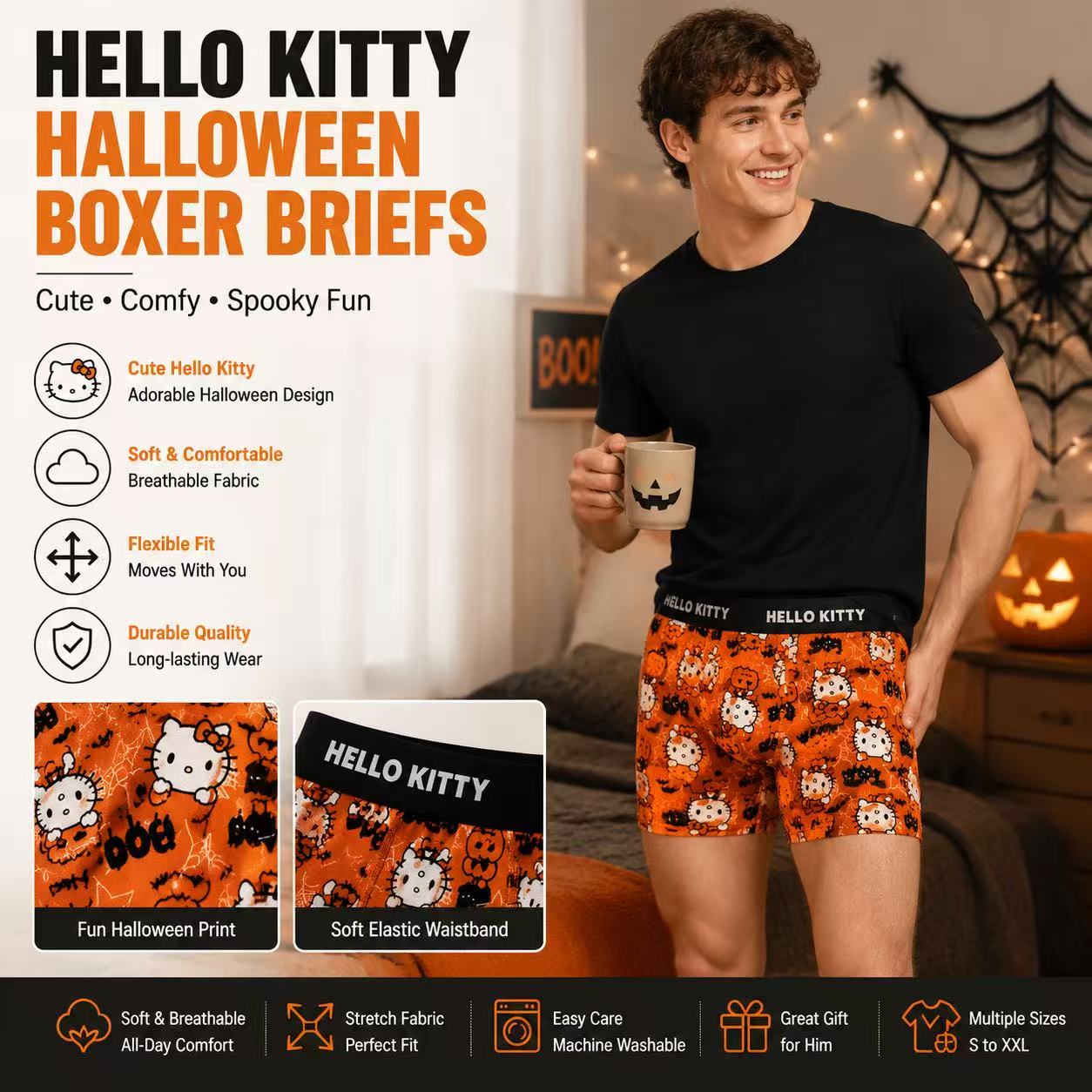 Print Hello Kitty Men's Sports - مراجعة Quick Dry Underwear وسعره