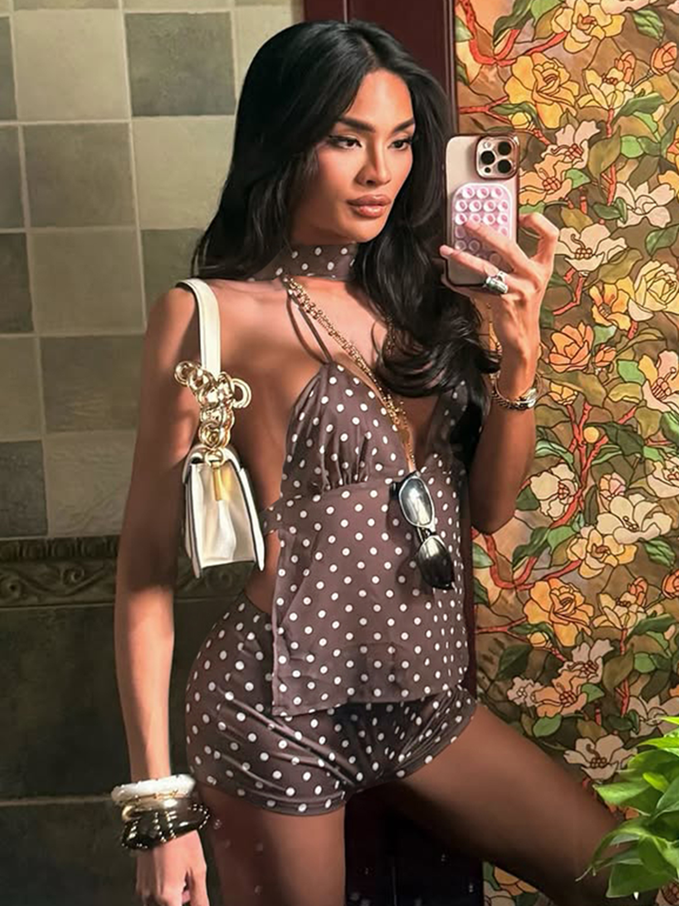 Hugcitar Polka Dot Print 2 Pie - مراجعة Suspender Tank Top وسعره
