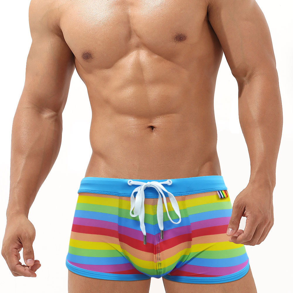 Rainbow Striped Men's Swimming - مراجعة Trunk Breathable Men وسعره