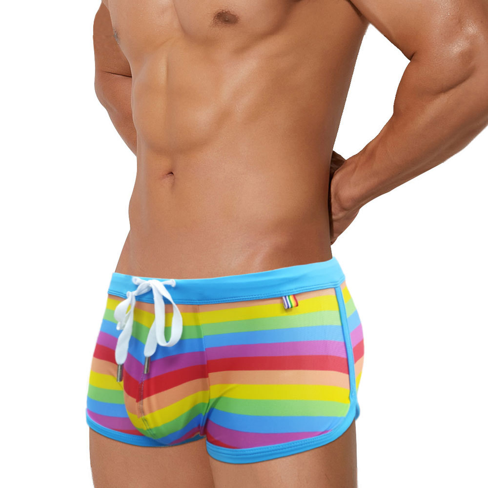 Rainbow Striped Men's Swimming - مراجعة Trunk Breathable Men وسعره