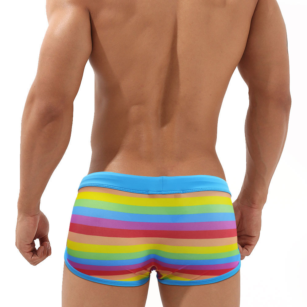 Rainbow Striped Men's Swimming - مراجعة Trunk Breathable Men وسعره
