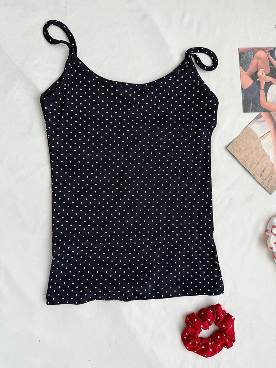 Navy Dot Ribbed Shorts Sets Wo - مراجعة Tank Top Ribbed وسعره