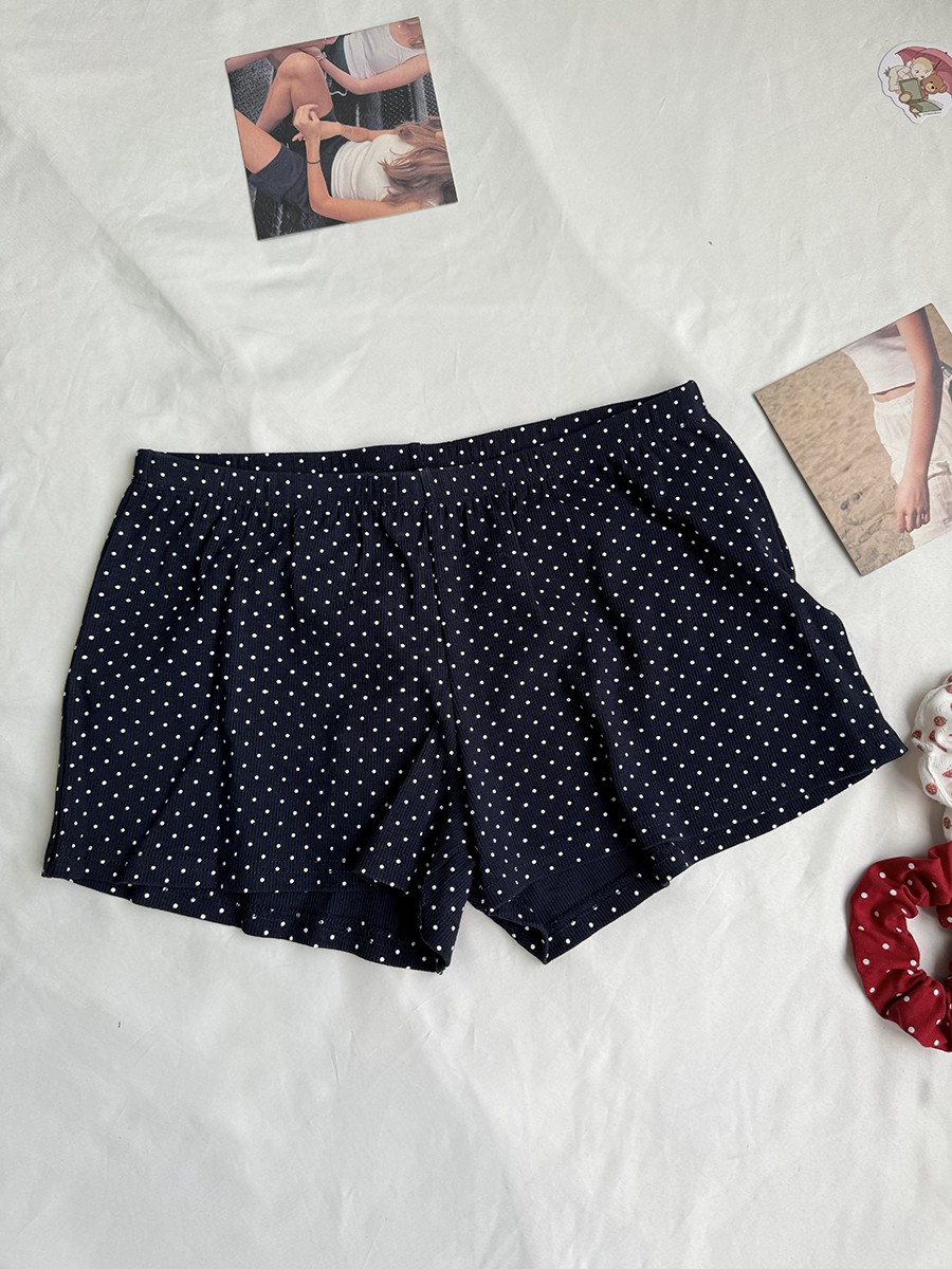 Navy Dot Ribbed Shorts Sets Wo - مراجعة Tank Top Ribbed وسعره