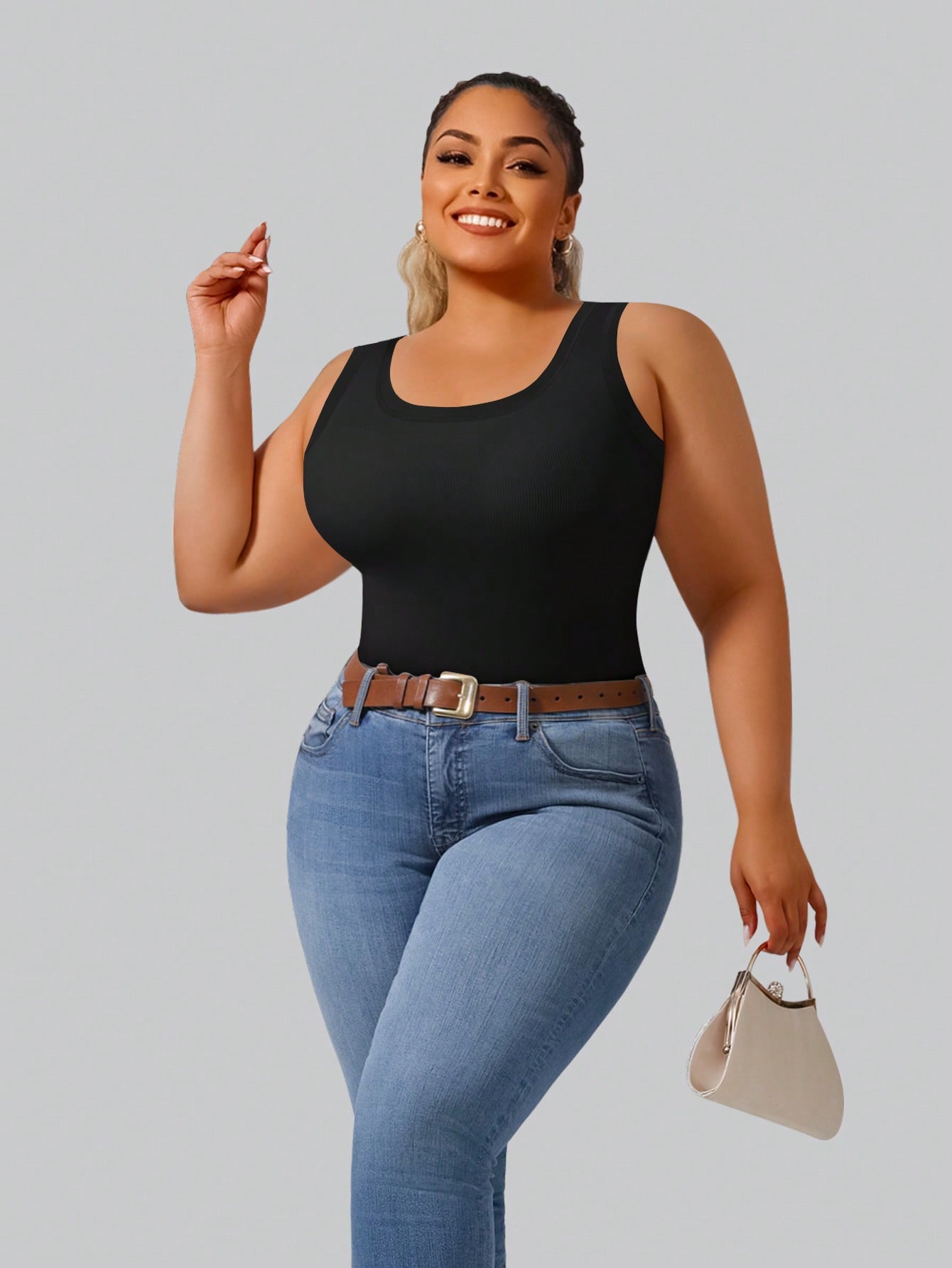 Plus Size Women's High Stretch - مراجعة Tank Top Ribbed وسعره