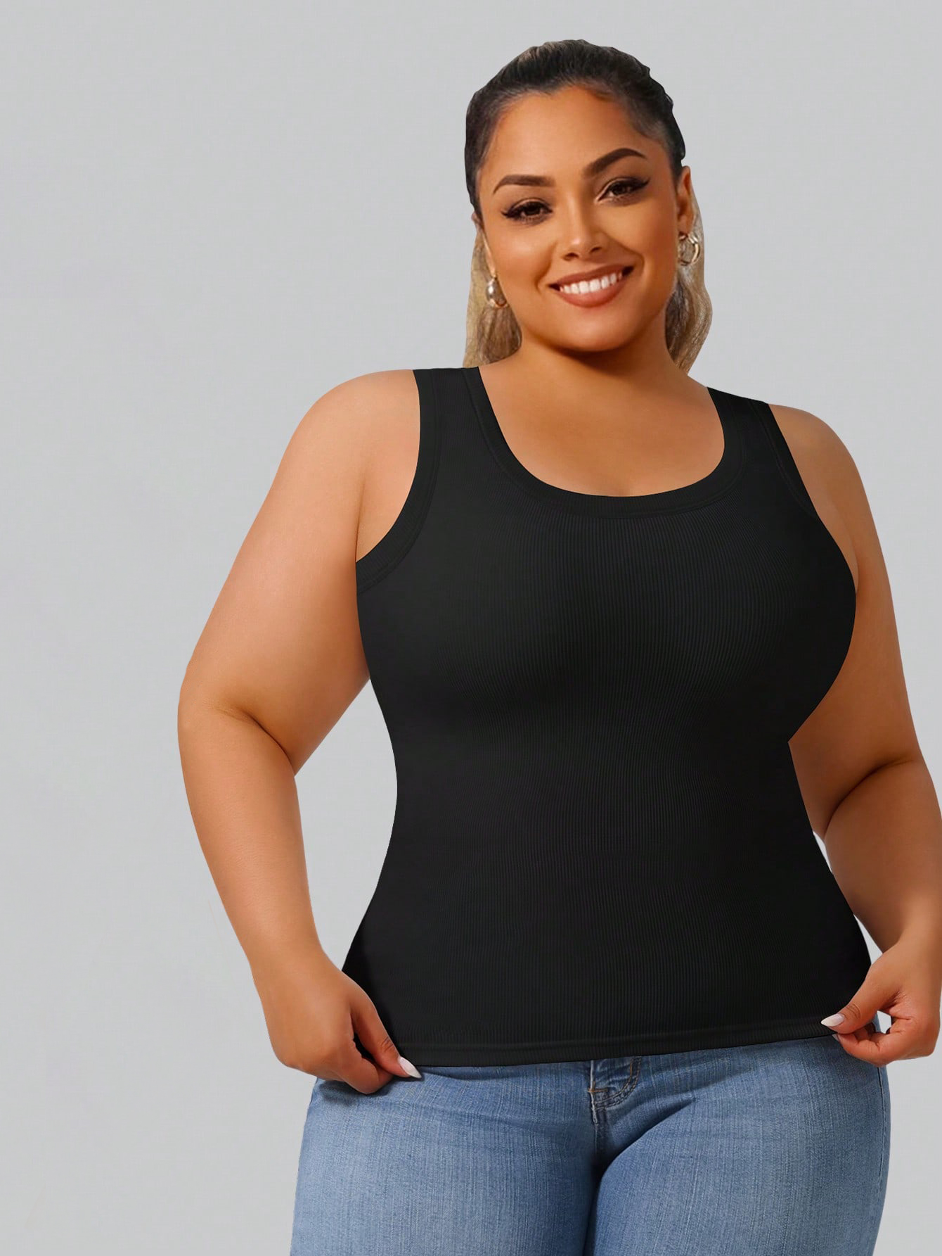 Plus Size Women's High Stretch - مراجعة Tank Top Ribbed وسعره