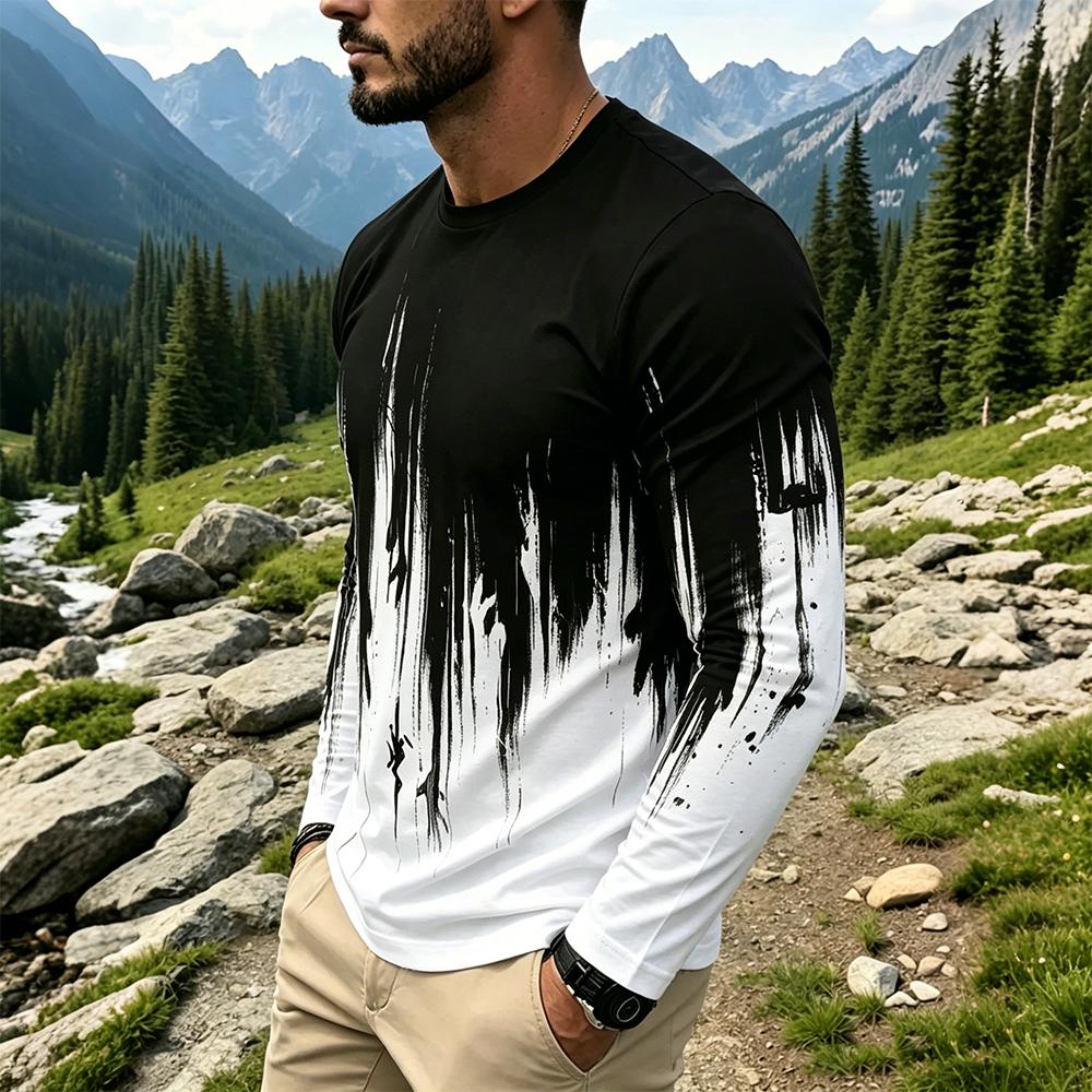 Men's Gradient Ink Splash Long - مراجعة Base Layer Top وسعره